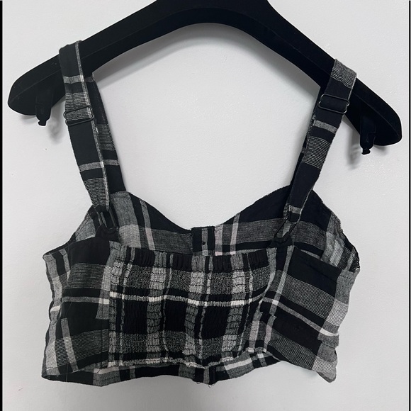 AMERICAN EAGLE Plaid Button Front Crop Top - Picture 3 of 5
